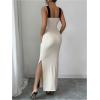 image:imageGORGLITTER Womens Halter Neck Bodycon Maxi Dress Open Back Side Split Sleeveless Brunch Dinner Pencil Party Long DressWhite