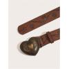 image:imageGORGLITTER Womens Heart Belt Y2k Belts Cowgirl Belt Vintage Western PU Leather BeltsBrown