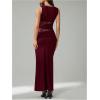 image:imageGORGLITTER Womens Lace Patchwork Maxi Dresses Elegant Classy Sleeveless Birthday Dinner Cocktail Formal Prom DressBurgundy