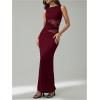 image:imageGORGLITTER Womens Lace Patchwork Maxi Dresses Elegant Classy Sleeveless Birthday Dinner Cocktail Formal Prom DressBurgundy