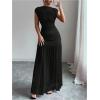 image:imageGORGLITTER Womens Mesh Bodycon Maxi Dress Mock Neck Cap Sleeve Wedding Guest Cocktail Birthday Dinner Going Out DressBlack