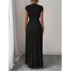 image:imageGORGLITTER Womens Mesh Bodycon Maxi Dress Mock Neck Cap Sleeve Wedding Guest Cocktail Birthday Dinner Going Out DressBlack