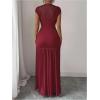 image:imageGORGLITTER Womens Mesh Bodycon Maxi Dress Mock Neck Cap Sleeve Wedding Guest Cocktail Birthday Dinner Going Out DressBurgundy