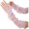 image:imageGORGLITTER Womens Mesh Sheer Ruched Arm Sleeves Ruffle Hem Gloves Summer Vacation Beachy Bachelorette OutfitsPurple