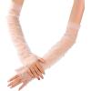 image:imageGORGLITTER Womens Mesh Sheer Ruched Arm Sleeves Ruffle Hem Gloves Summer Vacation Beachy Bachelorette OutfitsSolid White