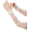 image:imageGORGLITTER Womens Mesh Sheer Ruched Arm Sleeves Ruffle Hem Gloves Summer Vacation Beachy Bachelorette OutfitsWhite