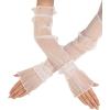 image:imageGORGLITTER Womens Mesh Sheer Ruched Arm Sleeves Ruffle Hem Gloves Summer Vacation Beachy Bachelorette OutfitsWhite