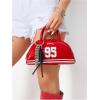 image:imageGORGLITTER Womens Number Graphic Bowling Bag Purse Top Handle Clutch Purse Leather Zipper HandbagsRed