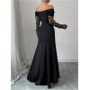 image:imageGORGLITTER Womens Off The Shoulder Mesh Maxi Dress Classy Fall Long Sleeve Ruched Cocktail Birthday Dinner DressesBlack