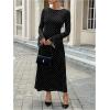 image:imageGORGLITTER Womens Polka Dots Tie Backless Dress Vintage Bell Long Sleeve Fall Wedding Guest Boho Maxi DressesBlack