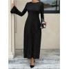 image:imageGORGLITTER Womens Polka Dots Tie Backless Dress Vintage Bell Long Sleeve Fall Wedding Guest Boho Maxi DressesBlack