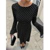 image:imageGORGLITTER Womens Polka Dots Tie Backless Dress Vintage Bell Long Sleeve Fall Wedding Guest Boho Maxi DressesBlack