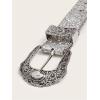 image:imageGORGLITTER Womens Rhinestone Cowgirl Belts Bling Western Leather Belt for Jeans PantsGrey