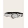 image:imageGORGLITTER Womens Rhinestone Cowgirl Belts Bling Western Leather Belt for Jeans PantsGrey