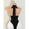 image:imageGORGLITTER Womens Ruched Color Block Halter Midi Dress Elegant Classy Backless Summer Teacher Vegas Cocktail SundressBlack and White
