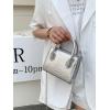 image:imageGORGLITTER Womens Small Crossbody Bag Mini Purse Metallic Crocodile Print Double Handle Satchel Shoulder Bag PurseSilver