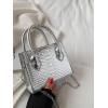 image:imageGORGLITTER Womens Small Crossbody Bag Mini Purse Metallic Crocodile Print Double Handle Satchel Shoulder Bag PurseSilver