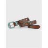image:imageGORGLITTER Womens Turquoise Belt Leather Western Belts Embossed Waist Country Belts for Jeans PantsBrown