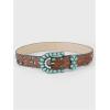 image:imageGORGLITTER Womens Turquoise Belt Leather Western Belts Embossed Waist Country Belts for Jeans PantsBrown