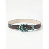image:imageGORGLITTER Womens Turquoise Belt Leather Western Belts Embossed Waist Country Belts for Jeans PantsCoffee Brown