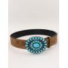 image:imageGORGLITTER Womens Turquoise Belt Leather Western Belts Embossed Waist Country Belts for Jeans PantsDark Brown