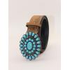 image:imageGORGLITTER Womens Turquoise Belt Leather Western Belts Embossed Waist Country Belts for Jeans PantsDark Brown