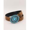 image:imageGORGLITTER Womens Turquoise Belt Leather Western Belts Embossed Waist Country Belts for Jeans PantsDark Brown