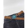 image:imageGORGLITTER Womens Turquoise Belt Leather Western Belts Embossed Waist Country Belts for Jeans PantsDark Brown