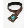 image:imageGORGLITTER Womens Western Belts Turquoise Cowgirl Counrty Concho Buckle Belts Vintage BohemianBrown Square Buckle
