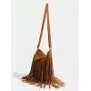 image:imageGORGLITTER Womens Western Fringe Crossbody Bag Boho Adjustable Shoulder Purse Vintage Faux Suede Small HandbagBrown