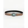 image:imageGORGLITTER Womens Western Leather Belt Vintage Turquoise Buckle Waist Belt for DressBrown Leather