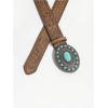 image:imageGORGLITTER Womens Western Leather Belt Vintage Turquoise Buckle Waist Belt for DressBrown Leather