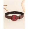 image:imageGORGLITTER Womens Western Leather Belt Vintage Turquoise Buckle Waist Belt for DressRed