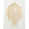image:imageGORGLITTER Womens Wrap Crochet Shawl Poncho Fringe Lightweight Cardigan Sweater Scarf Western Hollow Out ShrugBeige