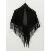 image:imageGORGLITTER Womens Wrap Crochet Shawl Poncho Fringe Lightweight Cardigan Sweater Scarf Western Hollow Out ShrugBlack