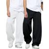 image:imageGORGLITTER Boys Baggy Sweatpants 2 Piece Wide Leg Elastic Waist Jogger Sweat Pants with PocketsBlack and White