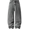 image:imageGORGLITTER Boys Baggy Wide Leg Jeans Elastic High Waist Loose Denim Pants Bottoms with PocketsLight Grey