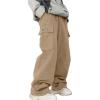 image:imageGORGLITTER Boys Pants Baggy Wide Leg Cargo Pants Casual Y2K Sweatpants Elastic Waist Trousers Clothes 816YKhaki