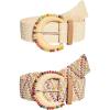 image:imageGORGLITTER Womens 2 Pack Woven Belts Raffia Belts Boho Belt Stretchy Dress BeltMulticolor Apricot