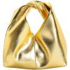 image:imageGORGLITTER Womens Clutch Bags Metallic Twist Ruched Top Handle Bag PU Leather HandbagsGold