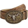 image:imageGORGLITTER Womens Embossed Buckle Cowgirl Cowboy Belt Vintage Pattern Leather Country Rodeo Western BeltsBrown