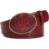 image:imageGORGLITTER Womens Floral Western Belts Oval Buckle Vintage Leather BeltsBurgundy