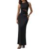 image:imageGORGLITTER Womens Lace Patchwork Maxi Dresses Elegant Classy Sleeveless Birthday Dinner Cocktail Formal Prom DressBlack