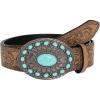 image:imageGORGLITTER Womens Western Leather Belt Vintage Turquoise Buckle Waist Belt for DressBrown Leather