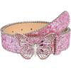 image:imageGORGLITTER Womens Y2k Belt Sequin Rhinestone Butterfly Sparkly PU Leather Hip Hop Waist Belts Glitter Cute Weastern OutfitsPink