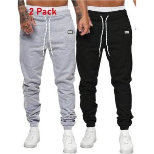 image:imageGORGLITTER Boys Sweat Pants 2 Piece Elastic Waist Jogger Sweatpants Track Cargo Pants Bottoms Trousers with PocketsBlack and Grey