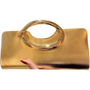image:imageGORGLITTER Womens Clutch Purses PU Leather Formal Evening Bags Metal Chain Handbags Trendy 2026Gold1