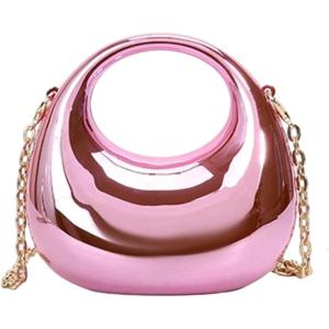 image:imageGORGLITTER Womens Metallic Clutch Purse Glamourous Crossbody Handbags Top Handle Mini Chain BagsPink