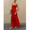 image:imageGORGLITTER Womens Backless Cami Dress Spaghetti Strap Maxi Lounge House Flowy Beach Vacation Long SundressRed