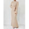 image:imageGORGLITTER Womens Bell Long Sleeve Cocktail Maxi Dress Crew Neck Bodycon Fishtail Casual Long DressesApricot